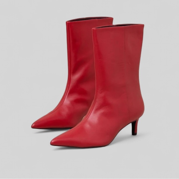 SEYCHELLES-Game Changer Red Leather Pointed-Toe Boots-size 7.5-new Retail $179 - Picture 3 of 8
